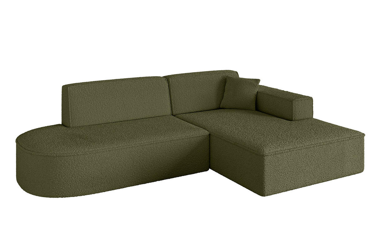 ECKSOFA Ottomane Rechts IREA-L1-v4 - 234x171x79 cm Grün - Platinfarben/Olivgrün, Holzwerkstoff/Textil (171/234cm) - ALTDECOR