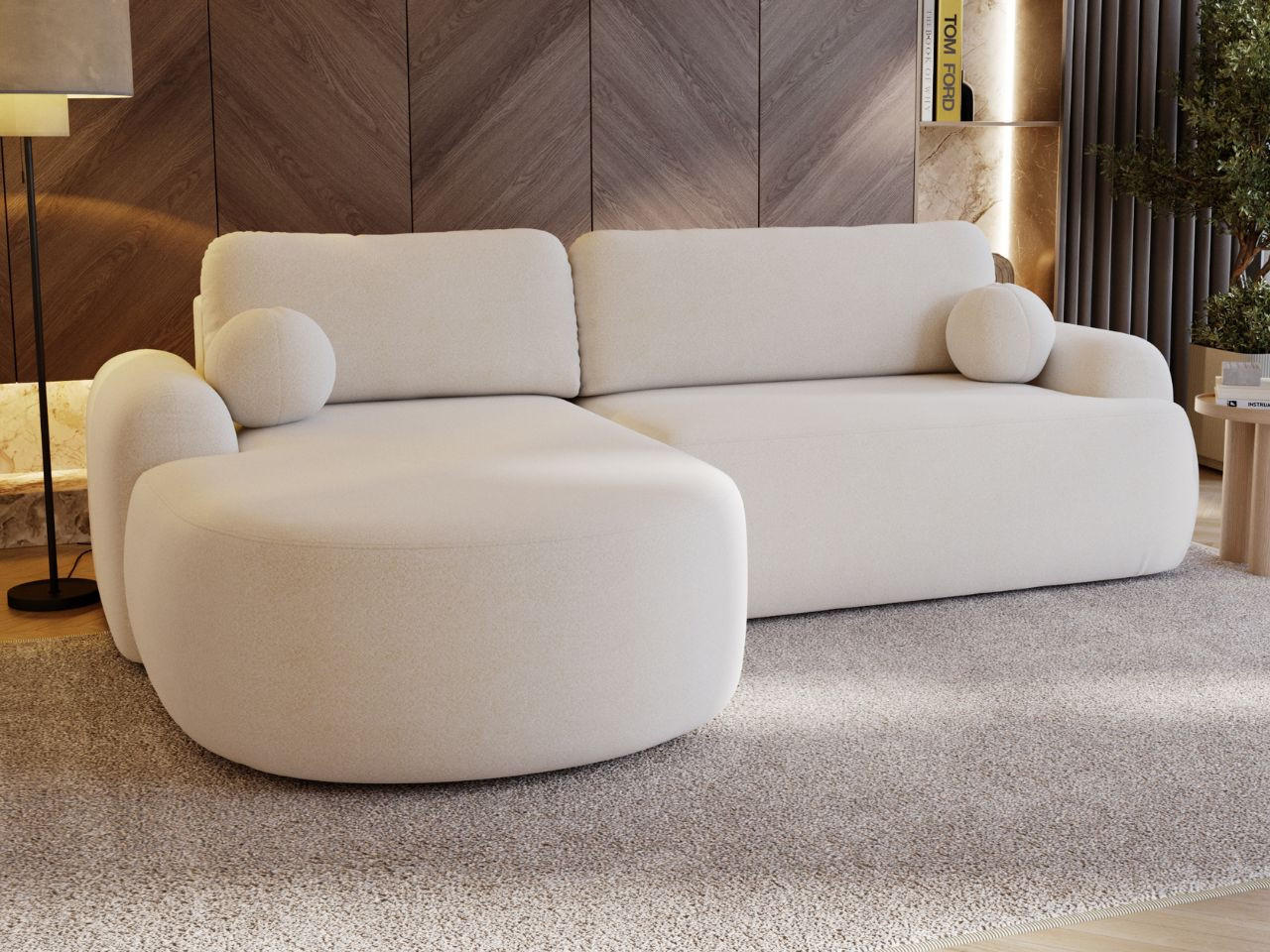 ECKSOFA Aurio weiß Links - Weiß, Holz/Textil (177/261cm) - Graingold