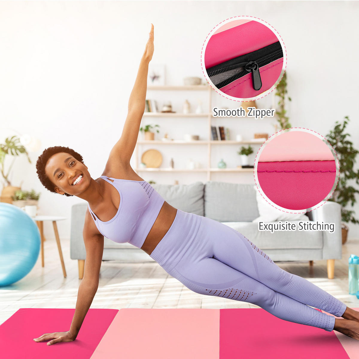 SPORTMATTE Rosa - Pink, Leder (240/120cm) - COSTWAY