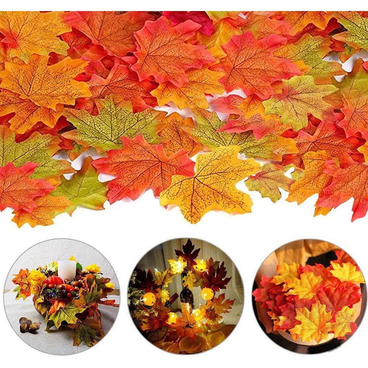 HERBSTBLÄTTER 200 Stück Set 8 cm - Multicolor, Textil (1cm)