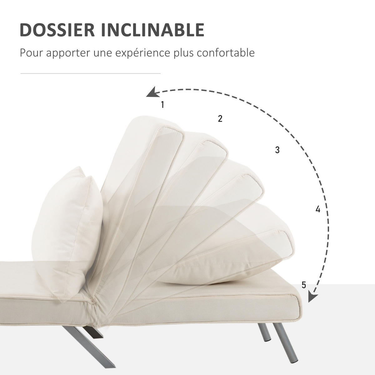 SCHLAFSESSEL DE-14550 5-fach verstellbar mit abnehmbarem Bezug - Weiß, Textil (60/25/186cm) - ComfortXL