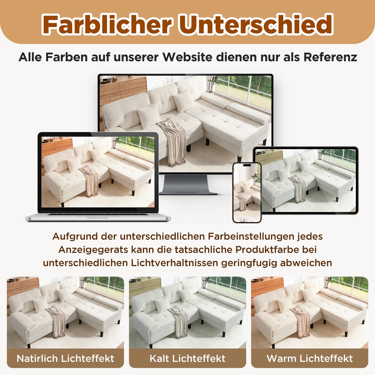 ECKSOFA Chenille mit Fußbank und modularer L-Form 195/149/86 cm Beige - Beige, Textil (149/195cm) - Redom