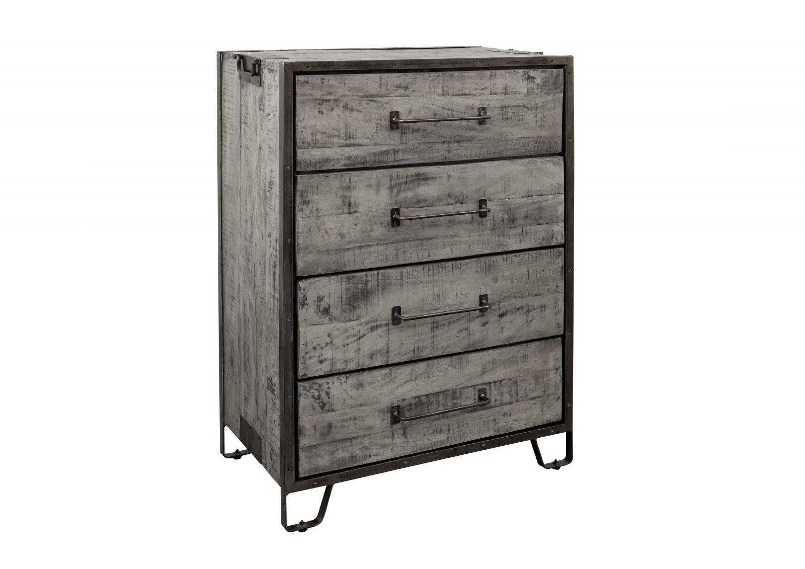 KOMMODE Mango 81x46x122 grau lackiert HEAVY INDUSTRY #117 - Grau, Holz (81/122/46cm) - Massivmoebel24