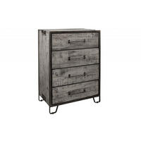 KOMMODE Mango 81x46x122 grau lackiert HEAVY INDUSTRY #117 - Grau, Holz (81/122/46cm) - Massivmoebel24