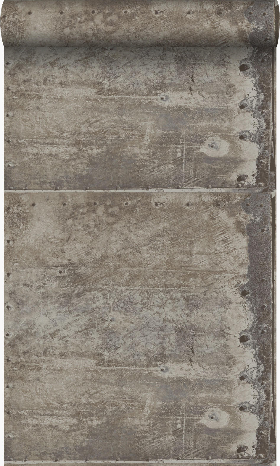 TAPETE große verwitterte rostige Metallplatten 53 cm x 10.05 m - Grau, Papier (53/1000cm) - Origin Wallcoverings