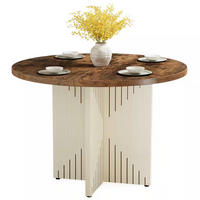 ESSTISCH Rund Farmhouse Braun/Beige MDF 100x100x75 cm - Beige/Braun, Holzwerkstoff (100/100/75cm) - Quality Elegance