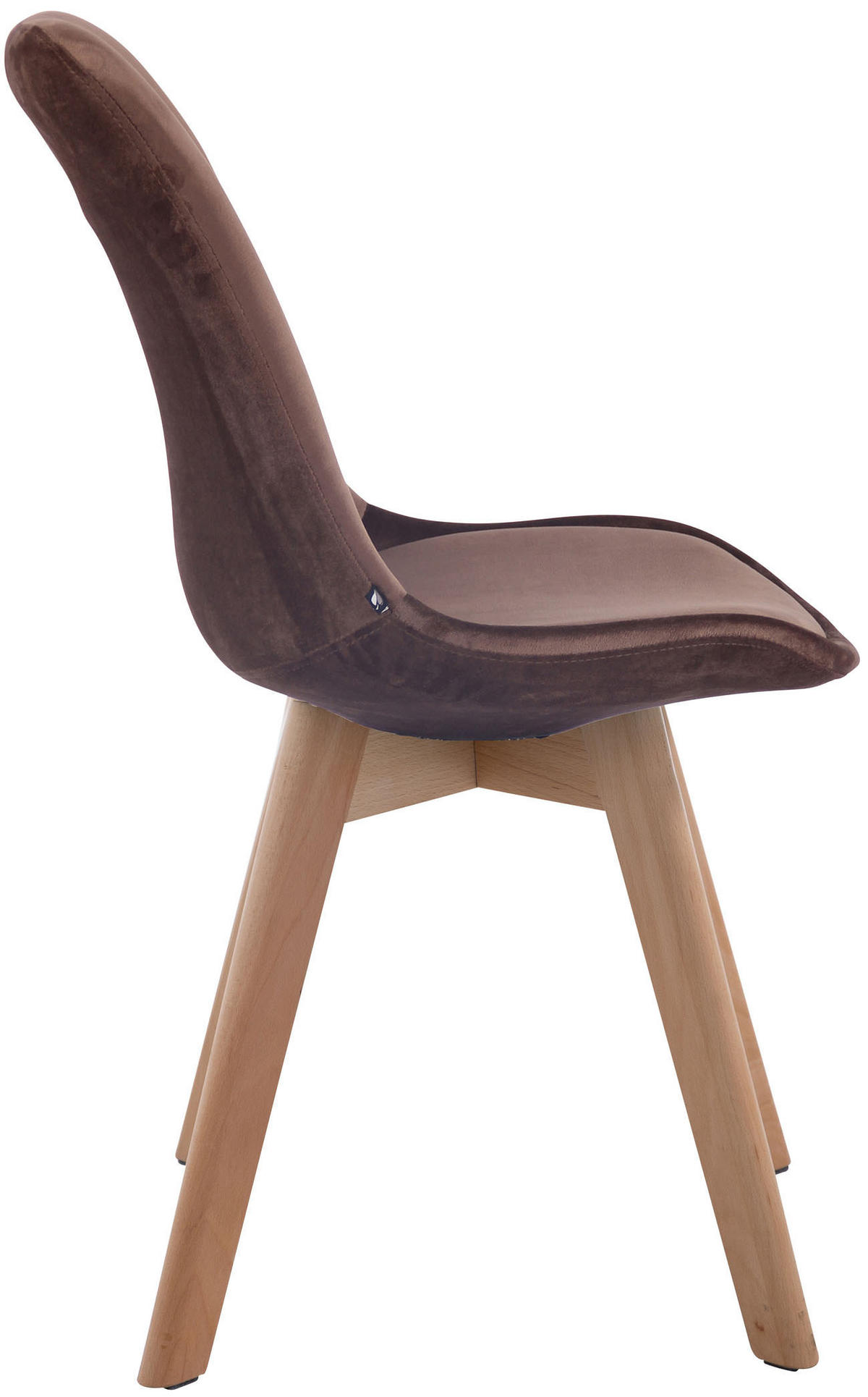 STUHL 4er Set Samt braun - Eukalyptusholzfarben/Braun, Holz/Textil (48/84/55cm) - CLP
