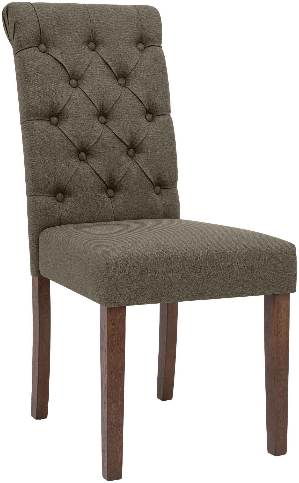 STUHL Stoff taupe - Taupe/Walnussfarben, Holz/Textil (45/98/63cm) - CLP