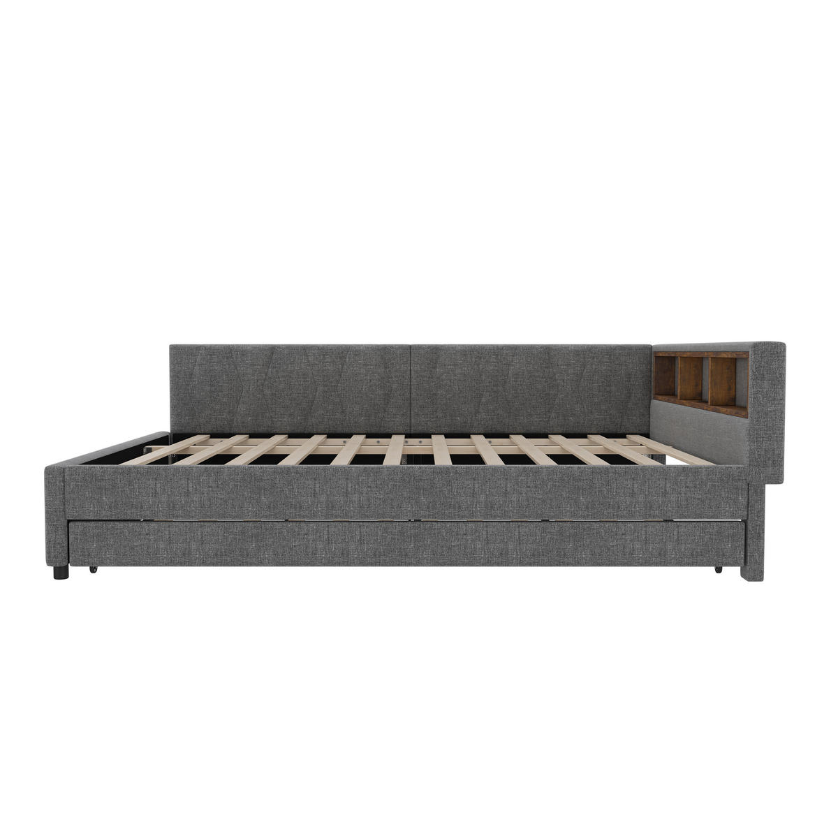 AUSZIEHBETT 140/200 cm DE-04866, mit LED in Grau - Grau, Holzwerkstoff (140/200cm) - ComfortXL