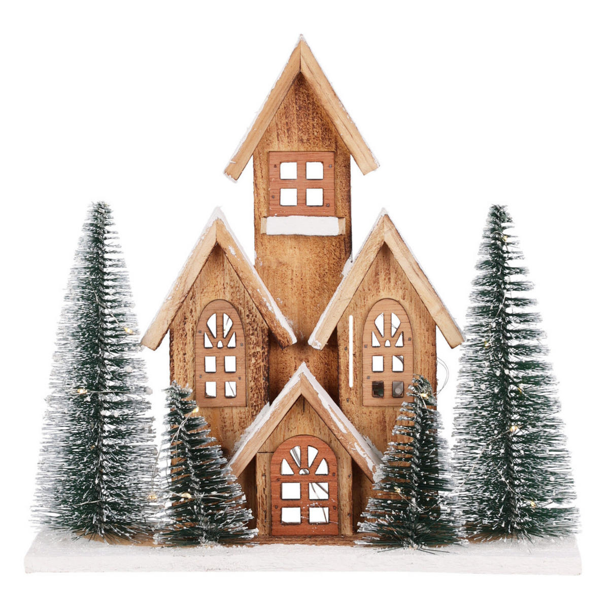 DEKOFIGUR Haus LED 30 cm - Beige, Holz (9/30/32cm) - Home Styling Collection