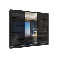 SCHWEBETÜRENSCHRANK Verona MGB, Schwarz Hochglanz, 232 cm, mit Spiegel - Schwarz, Holz (232/216/60cm) - B BELINI GROUP