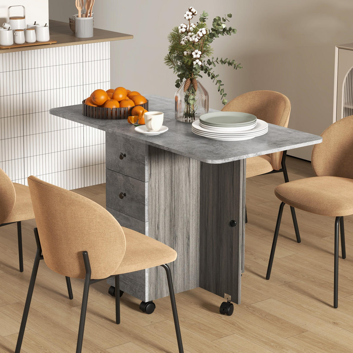 ESSTISCH Grau 1 Stück - Grau, Kunststoff (120/60/76.5cm) - GiPP