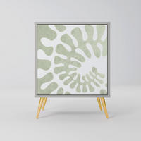 SIDEBOARD HELIX DANCE, Grau, 57,5x42x75,5 cm, Goldfarbene Metallfüße - Goldfarben/Multicolor, Holzwerkstoff/Metall (57.5/75.5/42cm) - SpaceRebels