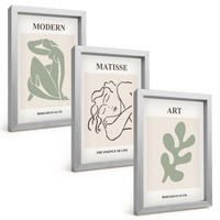 BILDER SET 3er Set - 20x30 cm Silberner Rahmen - Stilvolles Design mit Pflanzenmotiven - Silberfarben, Kunststoff (20/30cm) - TULUP