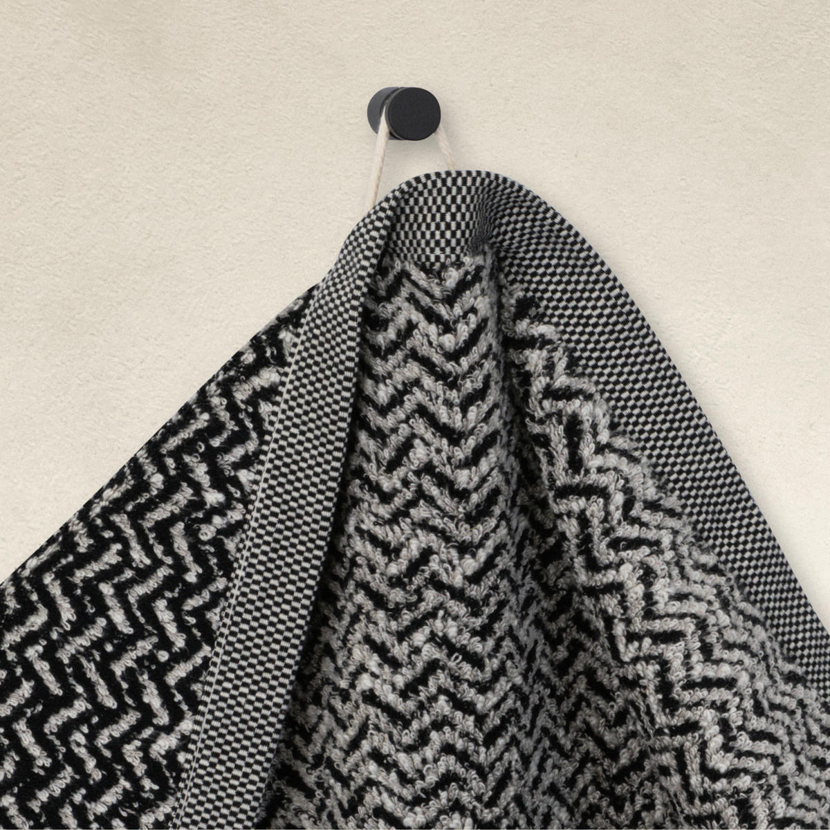 HANDTUCH BROOKLYN - Schwarz/Naturfarben, Textil (50/100cm) - MÖVE