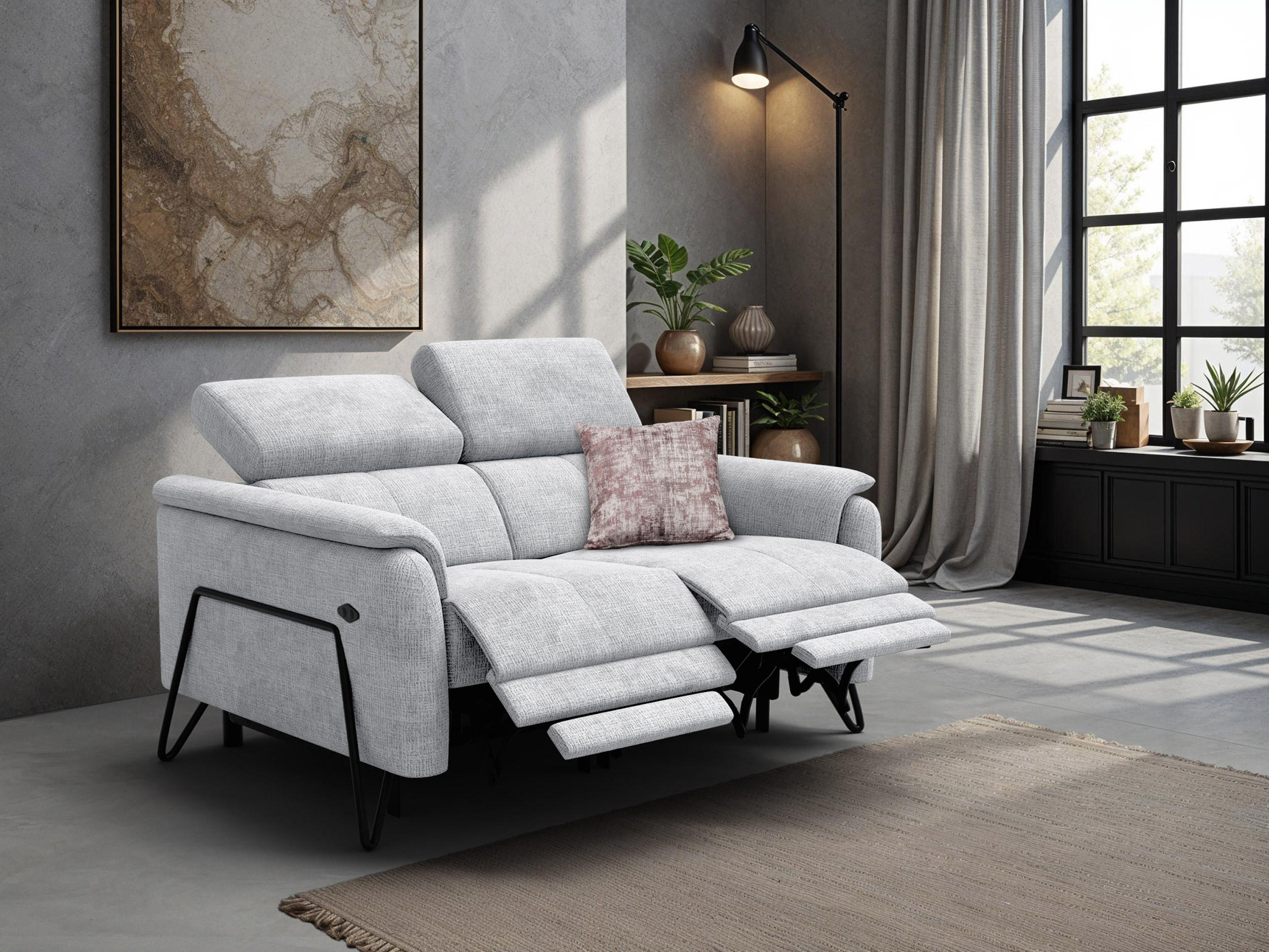 RELAXSOFA RODEN 2-Sitzer, hellgrau - Hellgrau, Holz/Textil (152/82/103cm) - Courtois Laville