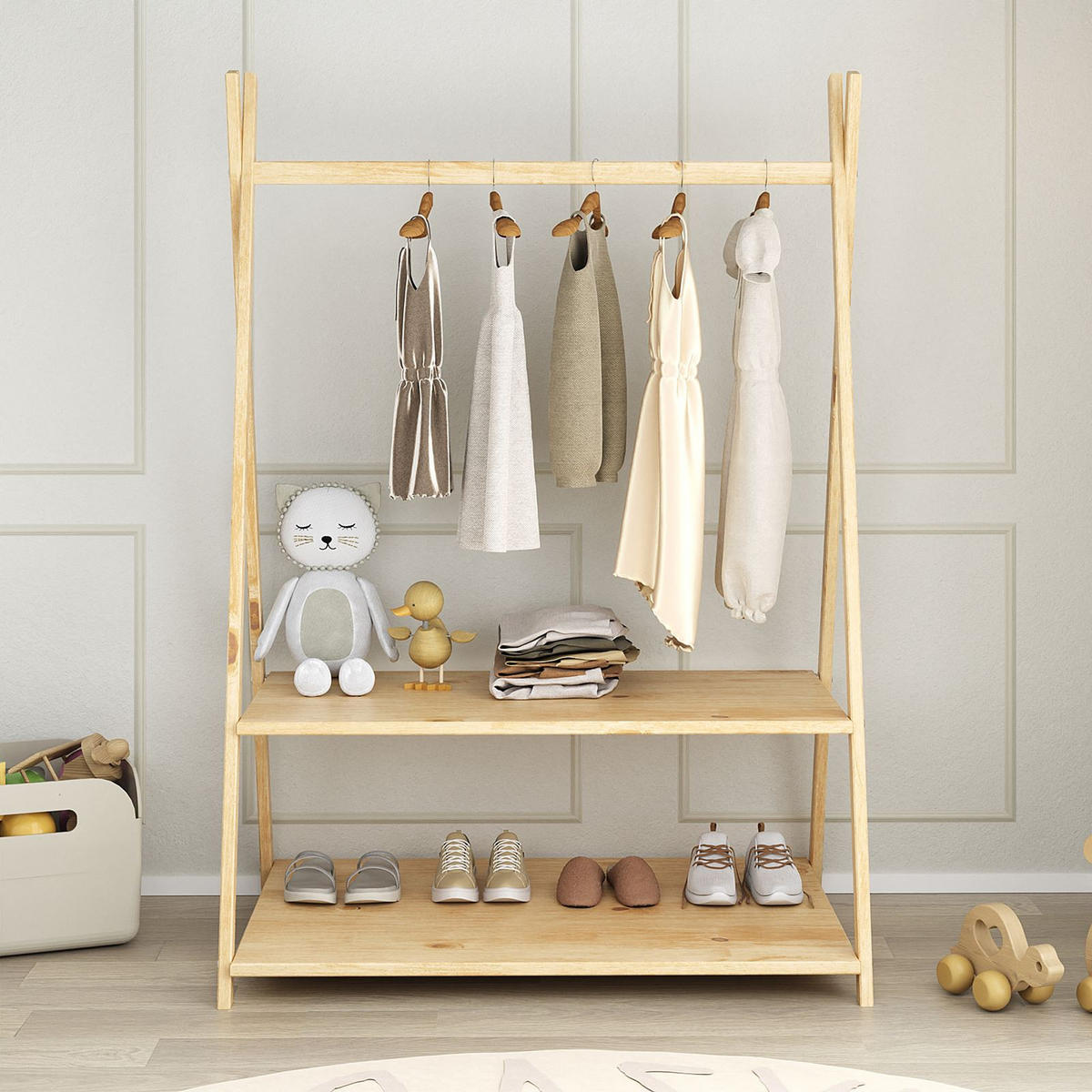 KINDERGARDEROBE DANILO - Naturfarben, Holz (82/115/50cm) - IDIMEX