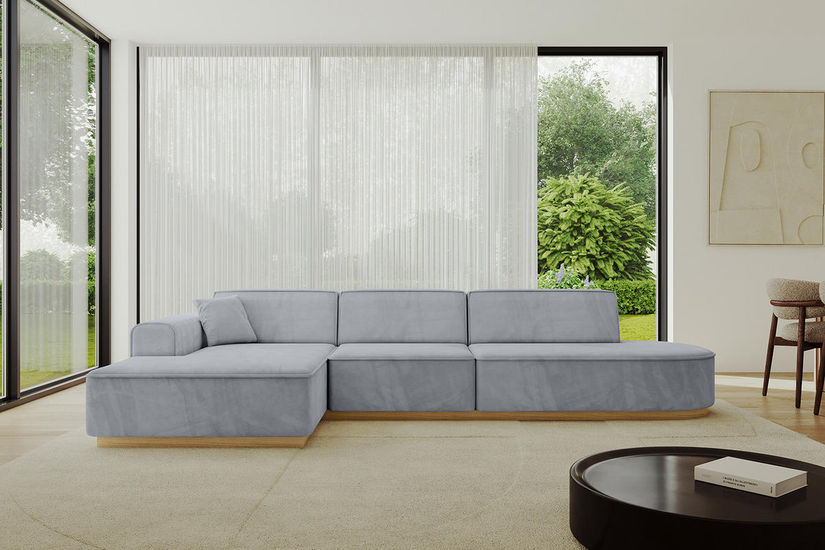 ECKSOFA Ottomane Links IREA-L2-v2 - 327x165x80 cm Grau - Titanfarben, Holzwerkstoff/Textil (327/165cm) - ALTDECOR