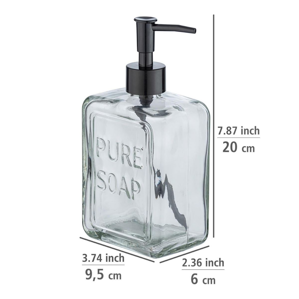 SEIFENSPENDER Glas Pure 550 ml 6/9,5/20 cm - Transparent, Glas (9.5/20/6cm) - Wenko