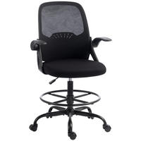 ARBEITSSTUHL Netzgewebe Stahl Schwarz - Schwarz, Kunststoff/Textil (59/124/65cm) - HOMCOM