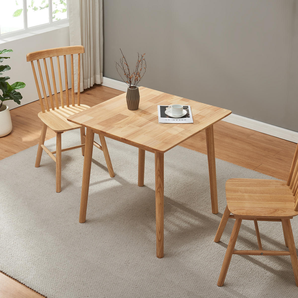 JÍDELNÍ STŮL Klijori - přírodní, dřevo (75/75/73.5cm) - [en.casa]