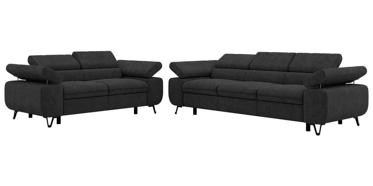 SEDACÍ SOUPRAVA PETER 2+3 - Tmavě šedá Strukturovaná látka - černá/tmavě šedá, kov/textil (262/76/99cm) - MKS