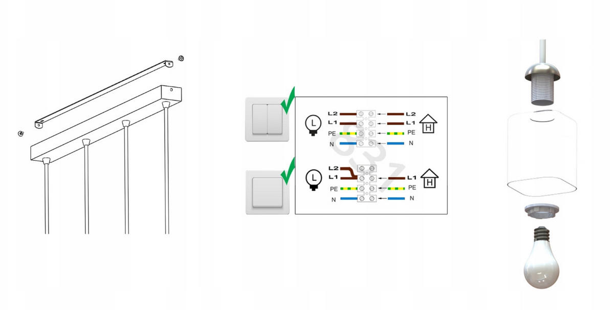 PENDELLEUCHTE TRAGLAS - Transparent/Schwarz, Glas/Metall (10/65/80cm) - kiki design