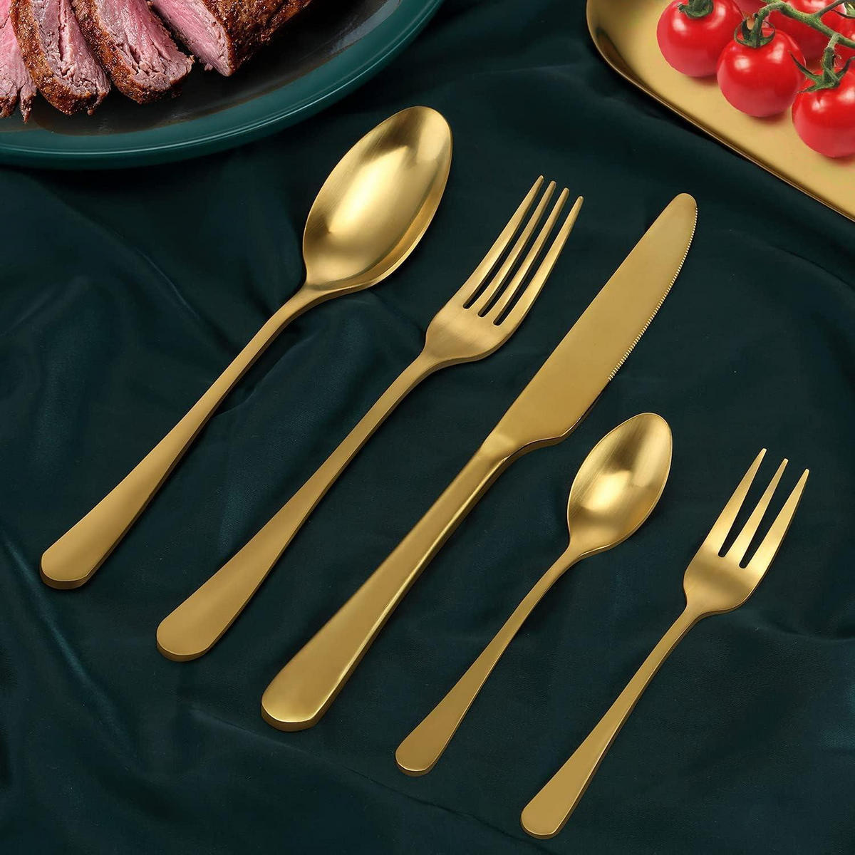 BESTECKSET 60-teilig für 12 Personen Matt Gold - Goldfarben, Metall