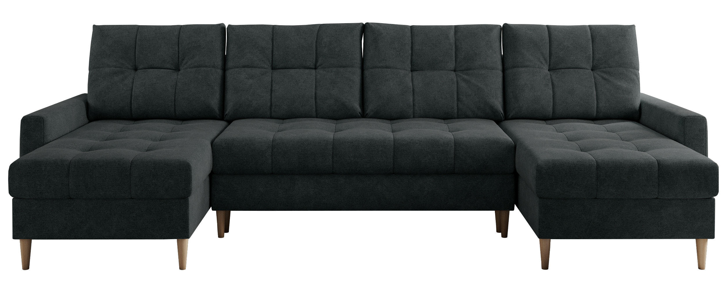 WOHNLANDSCHAFT Colin U Struktur Dunkelgrau - Dunkelgrau/Braun, Holz/Textil (290/75/140cm) - MKS