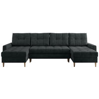 WOHNLANDSCHAFT Colin U Struktur Dunkelgrau - Dunkelgrau/Braun, Holz/Textil (290/75/140cm) - MKS