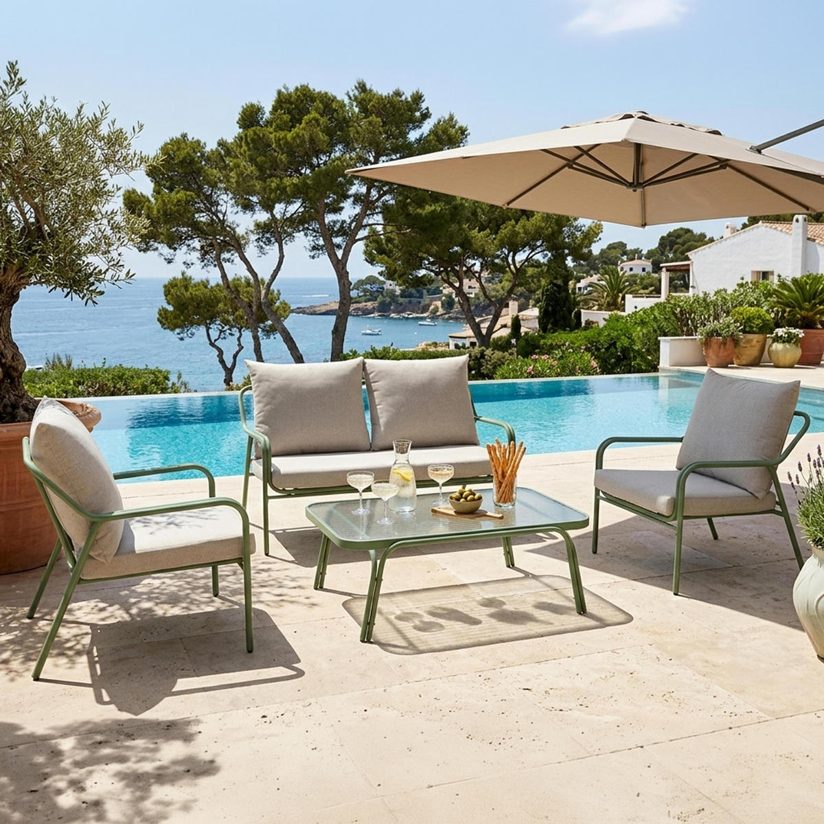 GARTENSET 4-tlg., Grün - Grün, Metall - Oviala