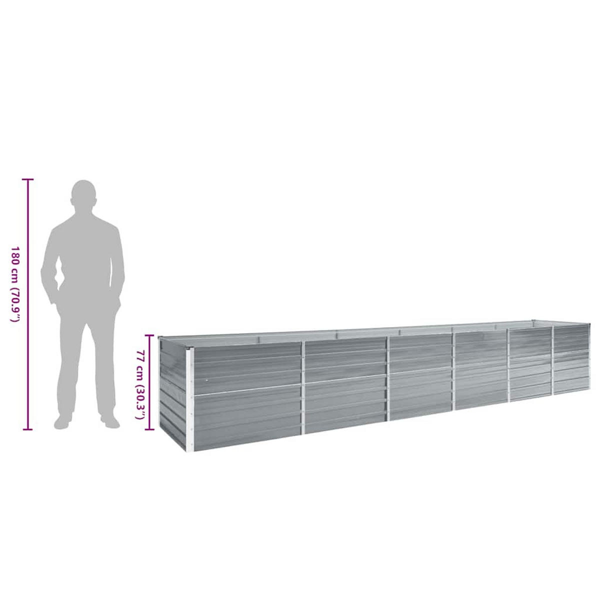 HOCHBEET 480/80/77 cm, aus Verzinkter Stahl, Grau - Grau, Metall (80/77/480cm) - vidaXL