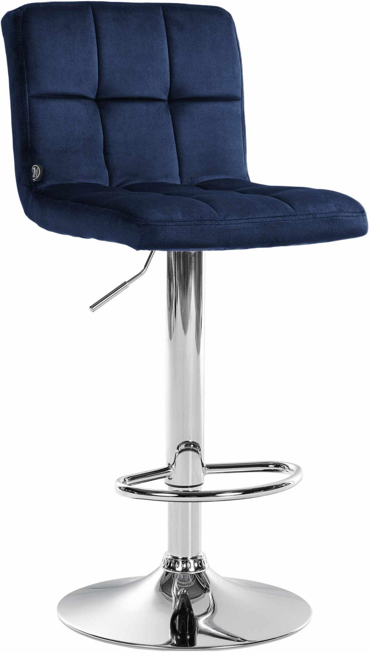 BARHOCKER Samt Blau - Chromfarben/Blau, Textil/Metall (46/94/47cm) - CLP