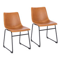 ESSZIMMERSTUHL HARRY 2er Set Kunstleder Cognac - Rotbraun/Schwarz, Textil/Metall (46/79/41cm) - SVITA