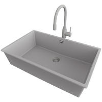 GRANITSPÜLE London Slim, 2-er set Grau 76/47 cm 1 Becken + Küchenarmatur 38/14 cm + Ablauf-Set ab 80er Unterschrank - Grau, Kunststoff (76/20/47cm) - Primagran