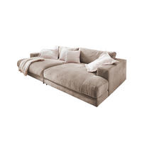 BIG SOFA XL MADELINE Taupe Cord - Taupe/Schwarz, Kunststoff/Textil (290/85/190cm) - KAWOLA