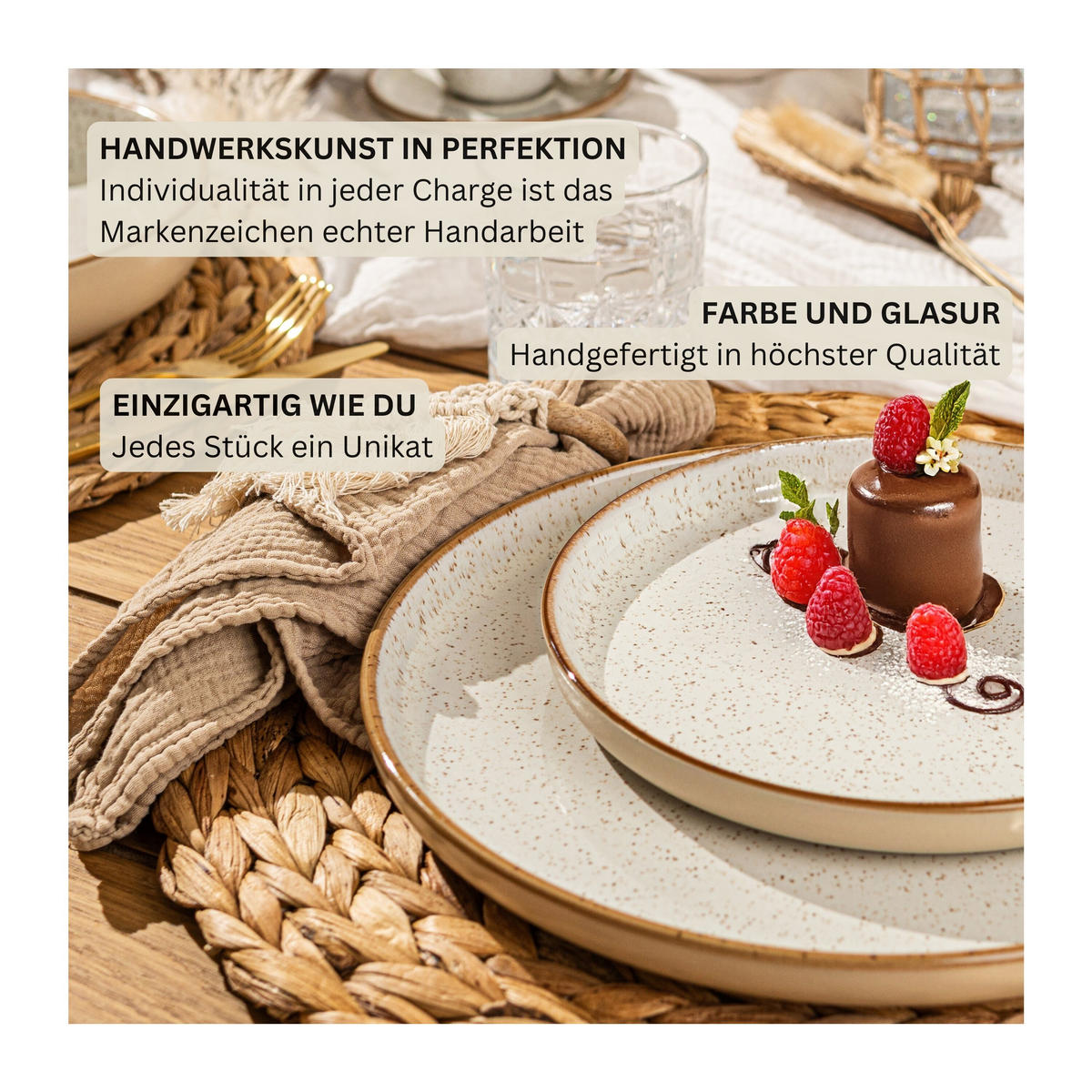 DESSERTTELLER SET RIO CREME - 4 teilig aus Steingut - Creme, Keramik (13cm) - Sänger