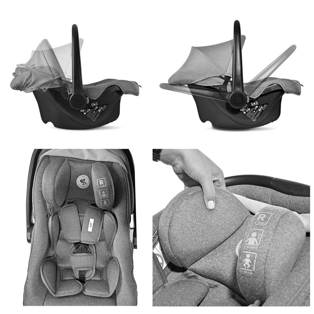 BABYSCHALE i-Size Joy beige (40 - 87 cm) verstellbar, Faltdach, Memory-Schaum - Beige, Kunststoff (41/54/66cm) - Lorelli