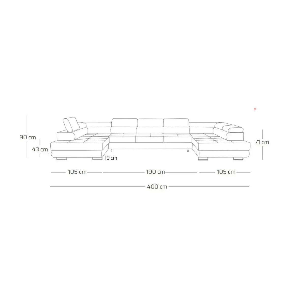 ECKSOFA U-Form WILD MAXI U2 mit Schlaffunktion 125x329 Velours Beige - Chromfarben/Beige, Holz/Textil (400/90/203cm) - Muffo