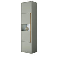 VITRINE Salbei grün, Barista Eiche 50 x 197 cm, Vitrinenschrank mit 5 Fächern - Salbeigrün/Eichefarben, Glas/Holzwerkstoff (50/197/40cm) - Furn.Design