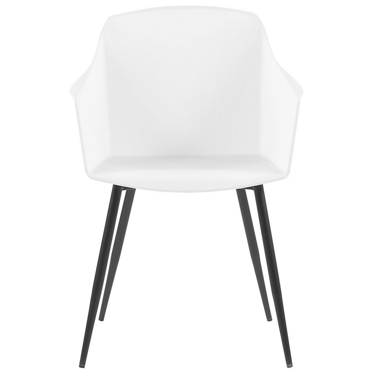 ESSZIMMERSTUHL 2er-Set Kunststoff Weiß/Schwarz Fonda - Weiß, Kunststoff/Metall (57/83/51cm) - Beliani