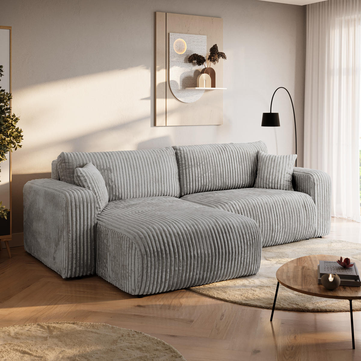 ECKSOFA mit Schlaffunktion TILIO Grau - Grau, Textil (244/148cm) - Bromarkt