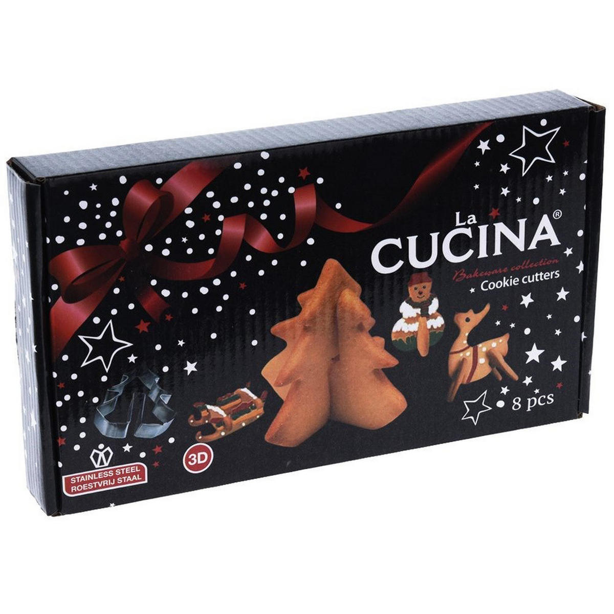 AUSSTECHFORM-SET Weihnachten 3D 8-teilig Silber - Silberfarben, Metall (9.5/1.5/8.5cm) - La Cucina