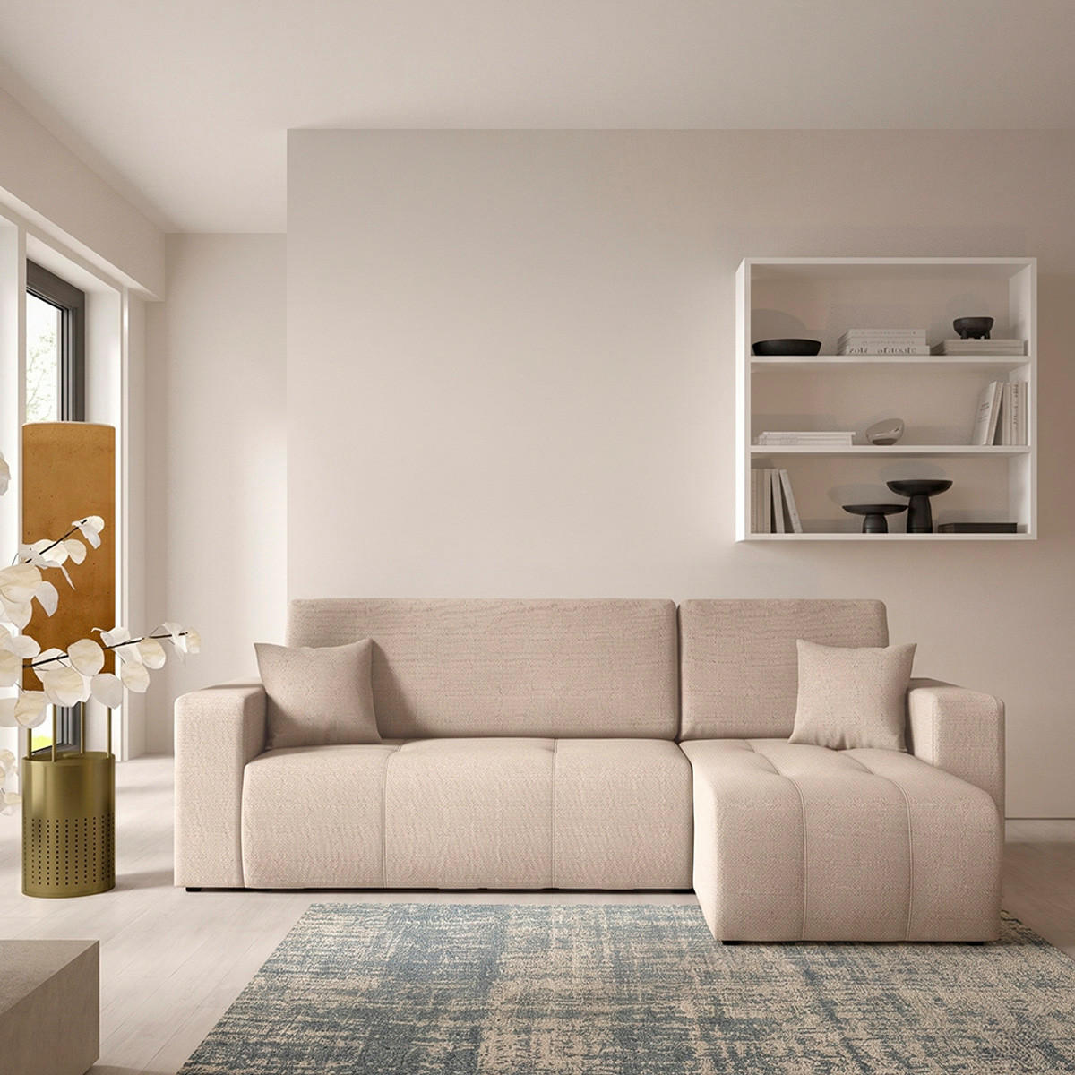 ECKSOFA Vasco 3 Sitzplätze Beige - Beige, Holz (247/145cm) - Petits-meubles