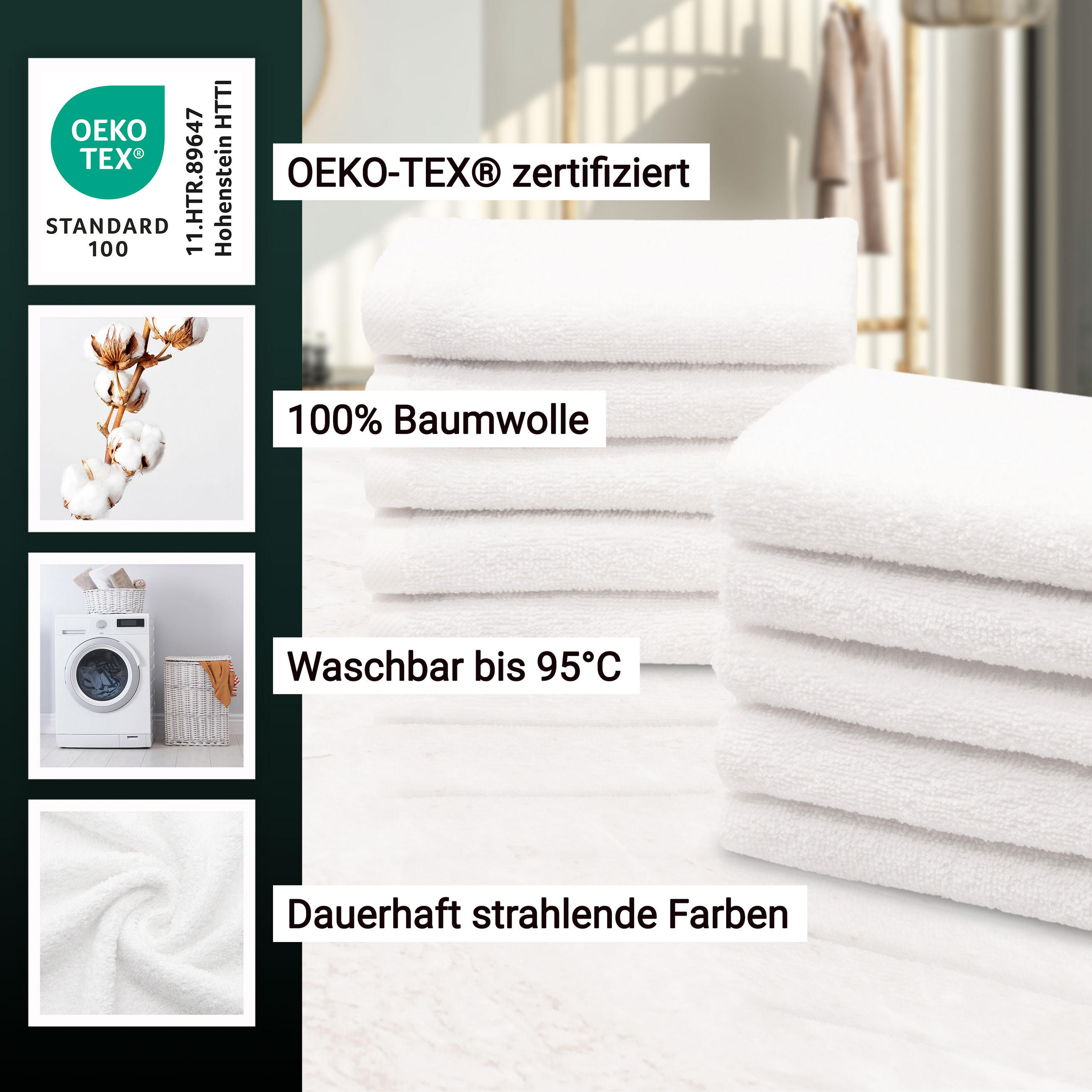 SEIFTÜCHER, 10er-Set, 30x30 cm, 100% Baumwolle, Weiß - Weiß, Textil (30/30cm) - Zollner