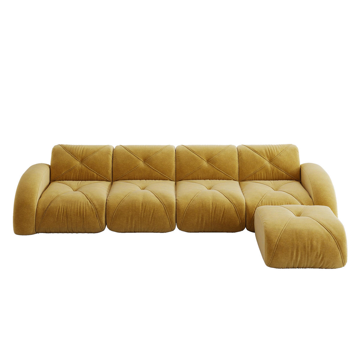 SOFA modulares Ecksofa Chenille Yellow - Gelb, Kunststoff (171/358cm) - Meubliv