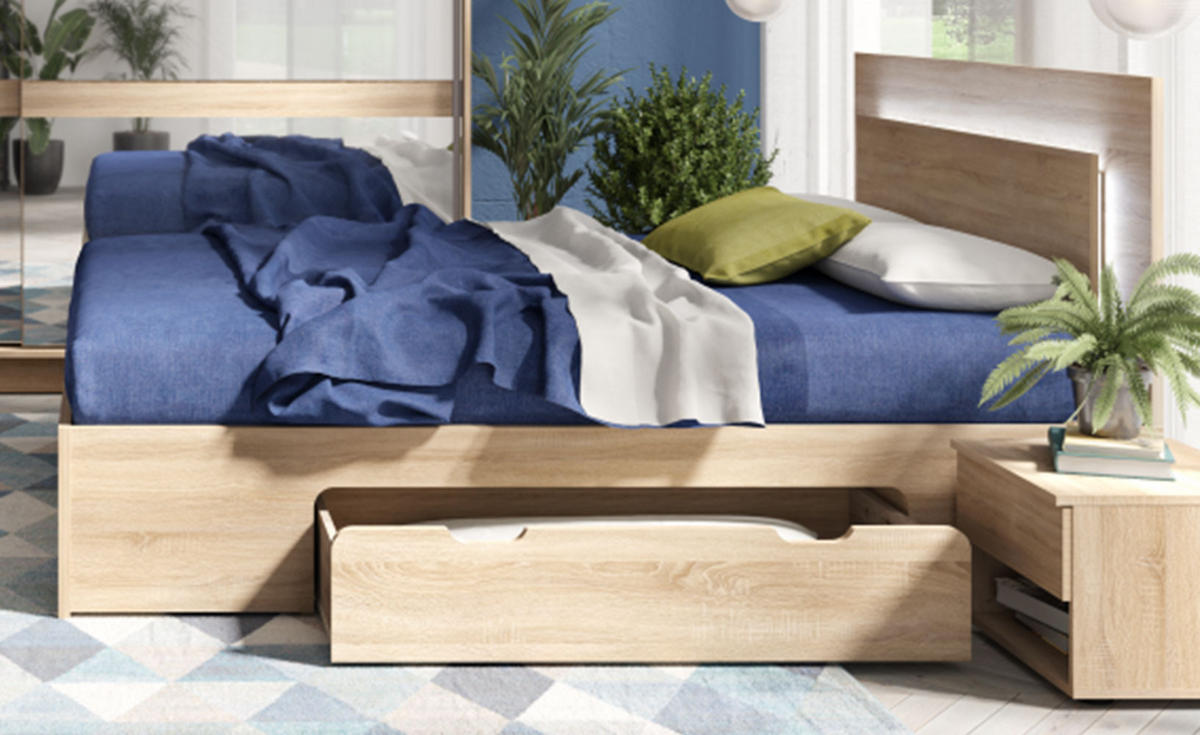 DOPPELBETT Fino sonoma eiche 165,6 / 204,4 / 100cm - Sonoma Eiche, Holz/Holzwerkstoff (160/200cm) - Feldmann-Wohnen