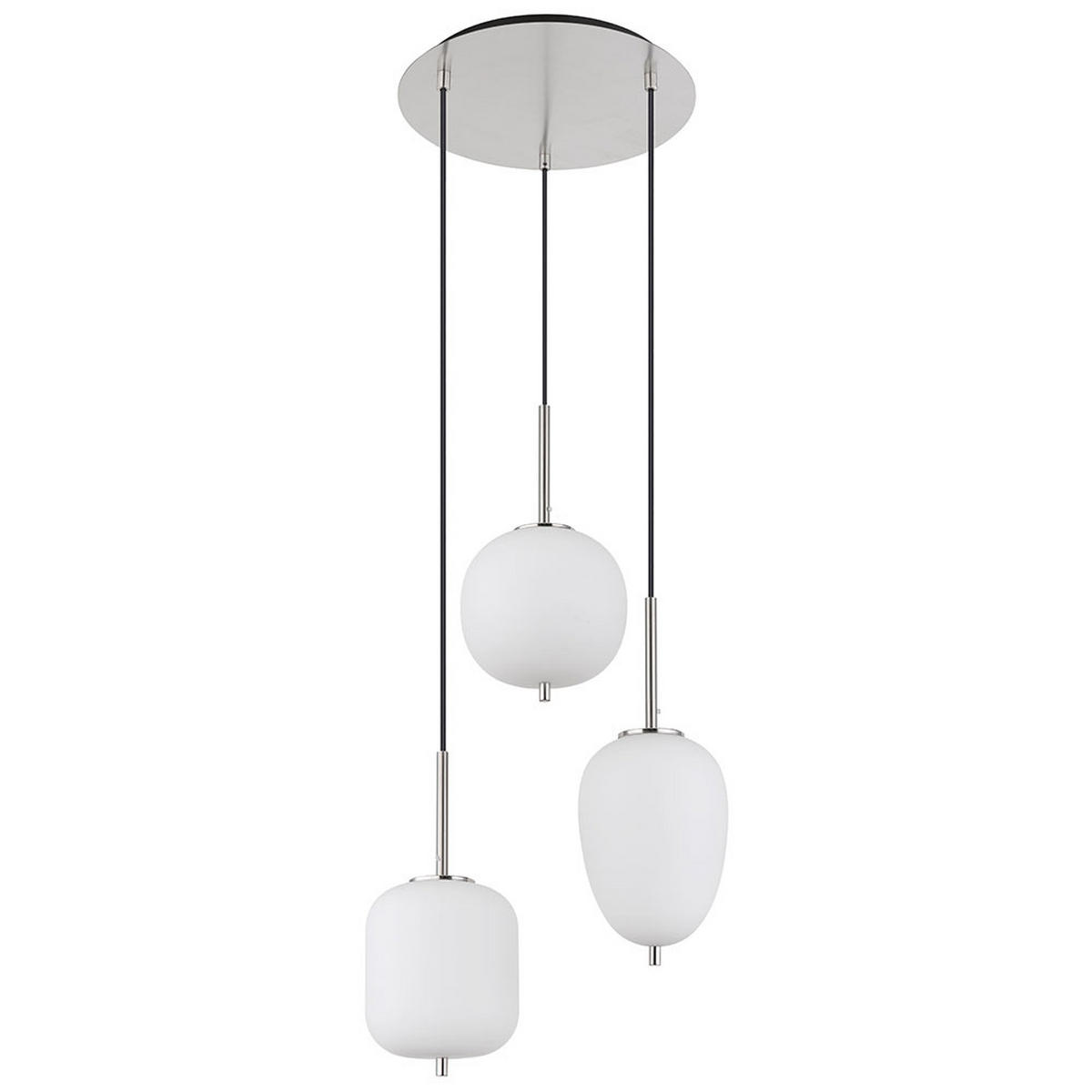LED PENDELLEUCHTE Metall Silber 3-Flammig - Silberfarben, Glas (46/46/120cm) - Globo Lighting