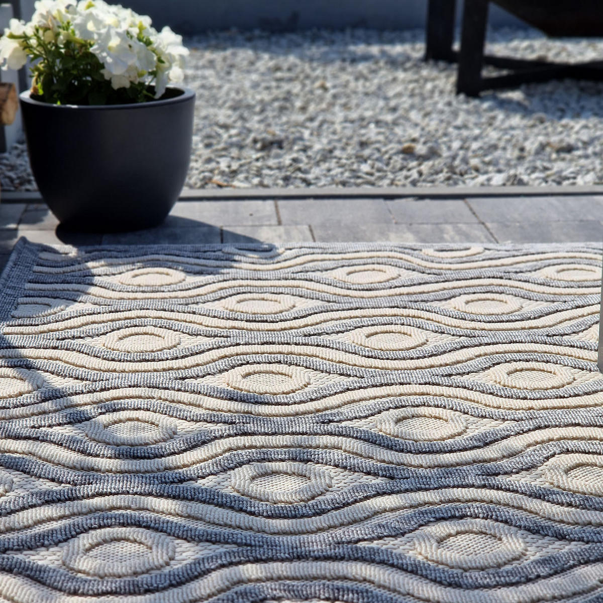 TEPPICH Beige In-Outdoor Geometrisch - Kurzflor Rechteckig - Grau - 200 x 300 cm - Beige/Anthrazit, Textil (200/300cm) - Mazovia
