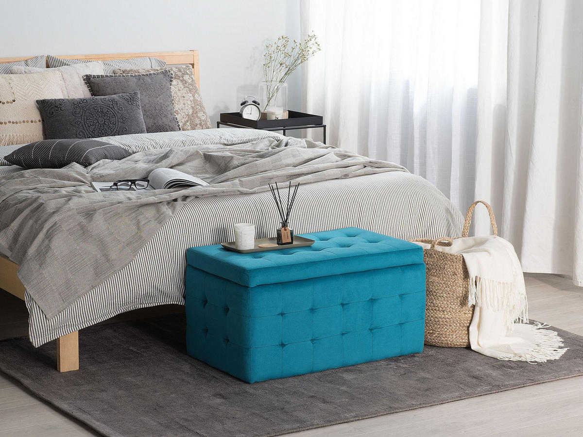 TRUHENBANK Michigan 42/72/40 cm - Blau, Textil (72/40/42cm) - Beliani